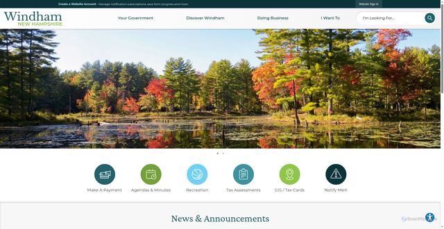 Security scan screenshot of https://windhamnh.gov/