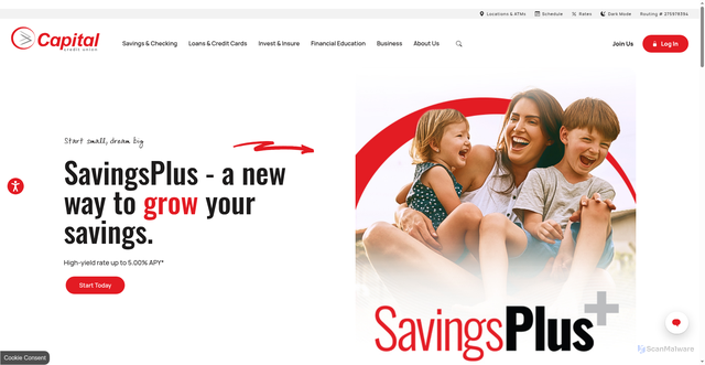 Security scan screenshot of https://capitalcu.com