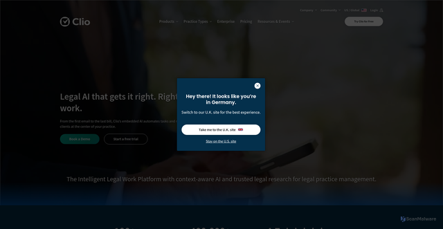 Security scan screenshot of https://clio.com