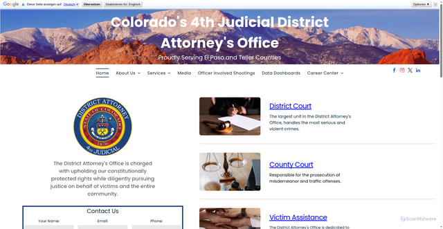 Security scan screenshot of https://www.da4colorado.gov/