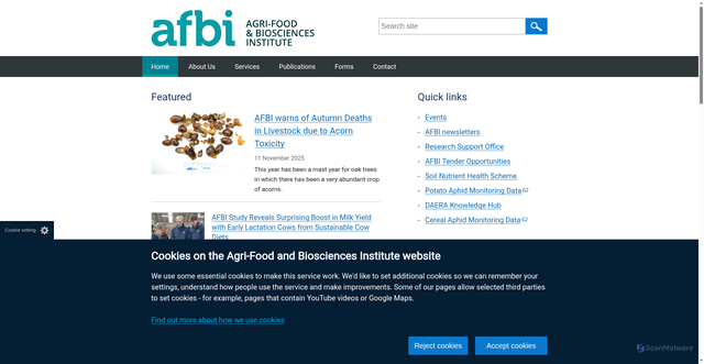 Security scan screenshot of https://www.afbini.gov.uk/