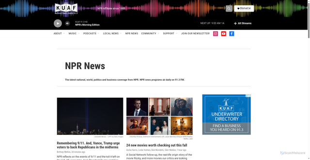 Security scan screenshot of https://www.kuaf.com/npr-news