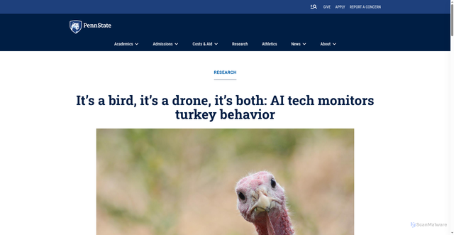 Security scan screenshot of https://www.psu.edu/news/research/story/its-bird-its-drone-its-both-ai-tech-monitors-turkey-behavior