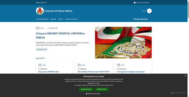 Security scan screenshot of https://www.comune.ostravetere.an.it/it