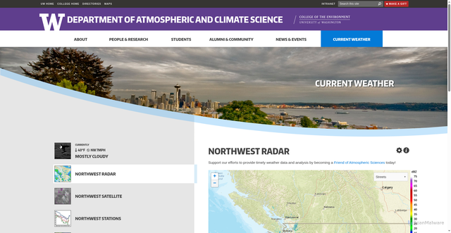 Security scan screenshot of https://atmos.uw.edu/current-weather/northwest-radar/
