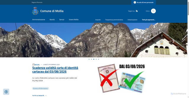 Security scan screenshot of https://www.comune.mollia.vc.it