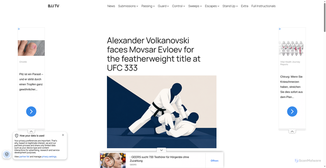 Security scan screenshot of https://bjj.tv/alexander-volkanovski-faces-movsar-evloev-for-the-featherweight-title-at-ufc-333/