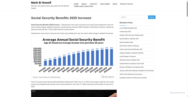 Security scan screenshot of https://markbhowellr.pages.dev/ldzzr-social-security-benefits-2025-increase-nkrug/
