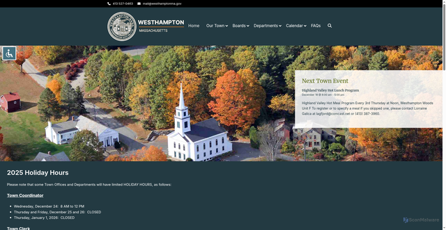 Security scan screenshot of https://westhamptonma.gov/