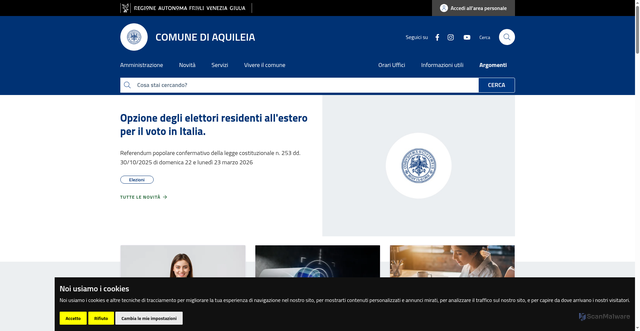 Security scan screenshot of https://www.comune.aquileia.ud.it/