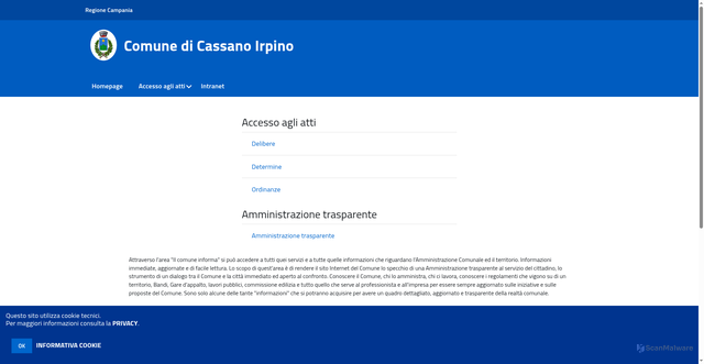 Security scan screenshot of https://www.comunecassanoirpino.it/c064021/po/il-comune-informa.php?x=
