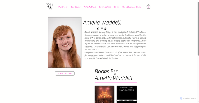 Security scan screenshot of https://www.twistedwordspublishing.com/about-amelia-waddell