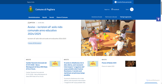 Security scan screenshot of https://comune.pagliara.me.it/