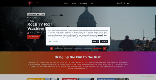 Security scan screenshot of https://www.runrocknroll.com