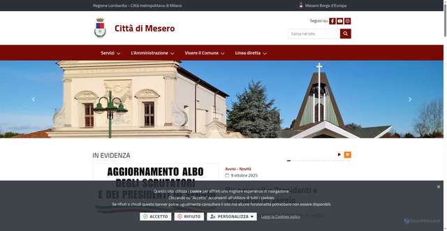 Security scan screenshot of https://www.comune.mesero.mi.it/it-it/home