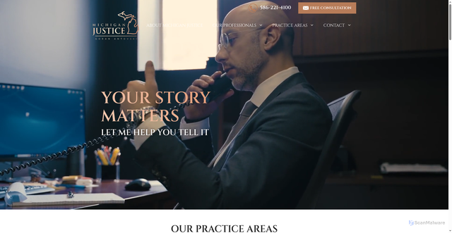 Security scan screenshot of https://michiganjustice.com/