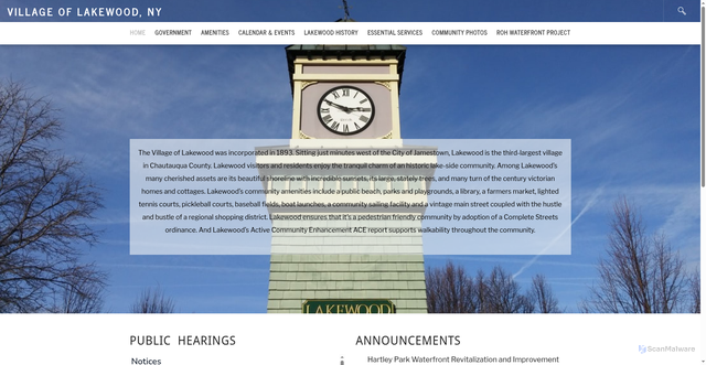 Security scan screenshot of https://www.lakewoodny.gov/