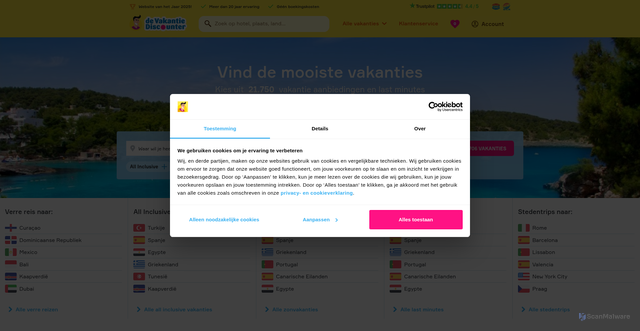 Security scan screenshot of https://vakantiediscounter.nl
