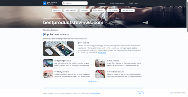 Security scan screenshot of https://www.bestproductsreviews.com