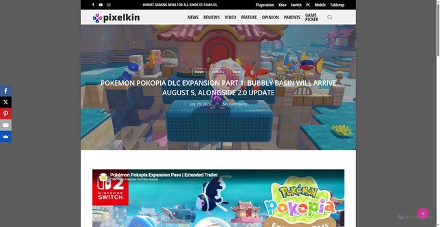 Security scan screenshot of https://pixelkin.org/2026/07/29/pokemon-pokopia-dlc-expansion-part-1-bubbly-basin-will-arrive-august-5-alongside-2-0-update/