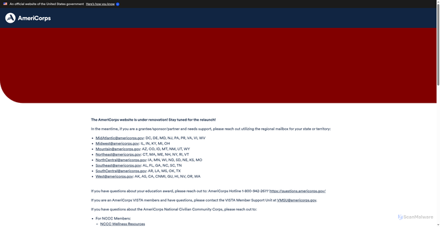 Security scan screenshot of https://www.americorps.gov/