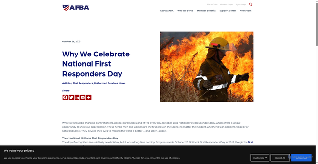Security scan screenshot of https://www.afba.com/uniformed-services-news/first-responders/why-we-celebrate-national-first-responders-day/
