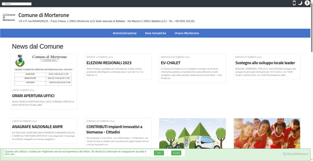 Security scan screenshot of https://www.comune.morterone.lc.it/