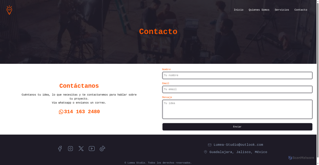Security scan screenshot of https://lumeastudio.pro/contacto/index.html
