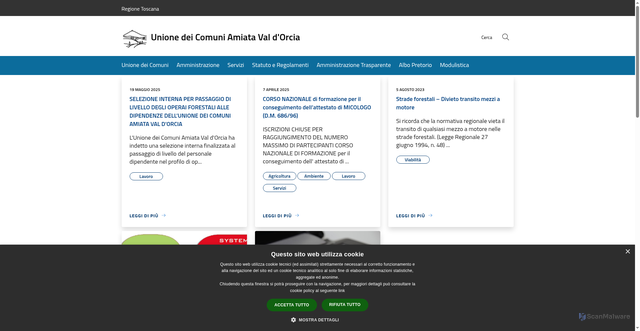 Security scan screenshot of https://www.uc-amiatavaldorcia.si.it/it