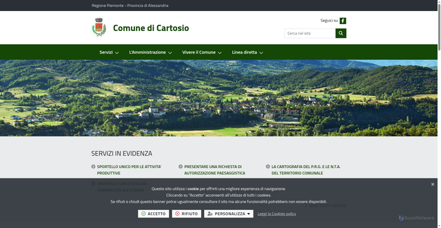 Security scan screenshot of https://www.comune.cartosio.al.it/it-it/home