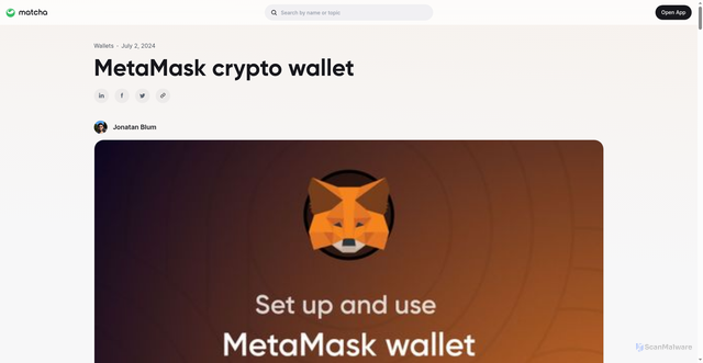 Security scan screenshot of https://blog.matcha.xyz/article/metamask-crypto-wallet