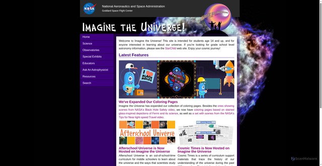 Security scan screenshot of https://imagine.gsfc.nasa.gov