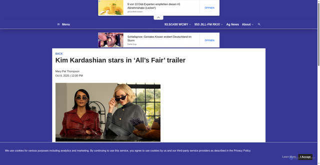 Security scan screenshot of https://1430wcmy.com/2025/10/08/kim-kardashian-stars-in-alls-fair-trailer/