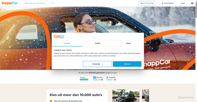 Security scan screenshot of https://snappcar.nl