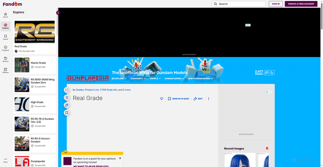 Security scan screenshot of https://gunpla.fandom.com/wiki/Real_Grade