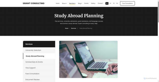 Security scan screenshot of https://grant-consulting.uz/en/service-strategic-planning.html