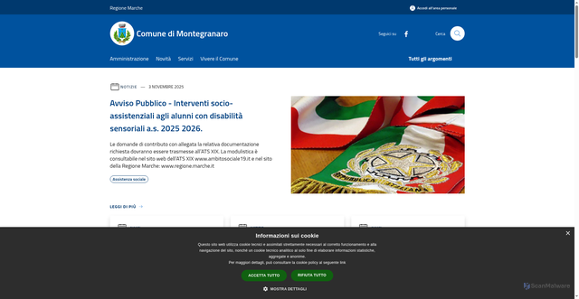 Security scan screenshot of https://www.comune.montegranaro.fm.it/it