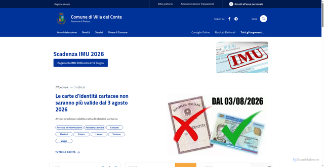 Security scan screenshot of https://www.comune.villa-del-conte.pd.it