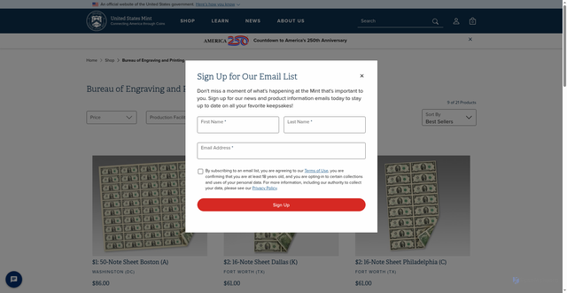 Security scan screenshot of https://www.usmint.gov/bureau-of-engraving.html