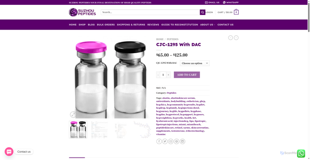 Security scan screenshot of https://suzhoupeptide.com/product/cjc-1295-with-dac/