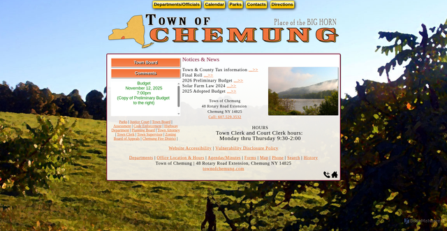 Security scan screenshot of https://townofchemung.gov/