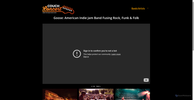 Security scan screenshot of https://www.couchconcert.com/goose/