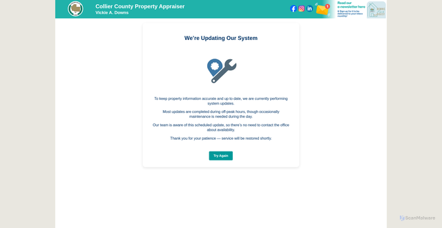 Security scan screenshot of http://www.collierappraiser.gov/
