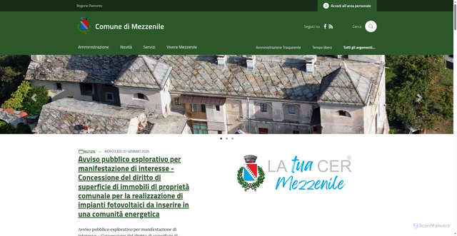 Security scan screenshot of https://www.comune.mezzenile.to.it/
