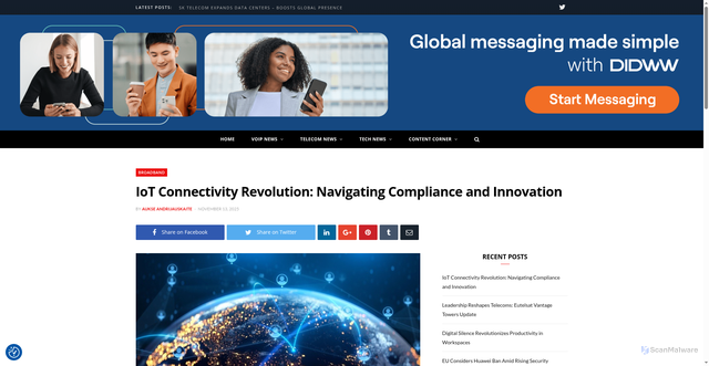 Security scan screenshot of https://voip.review/2025/11/13/iot-connectivity-revolution-navigating-compliance-and-innovation/