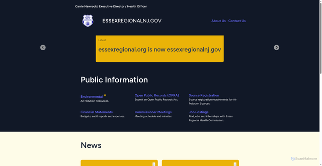 Security scan screenshot of https://essexregionalnj.gov/