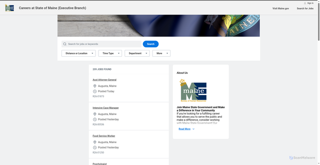 Security scan screenshot of https://maine.wd5.myworkdayjobs.com/Executive