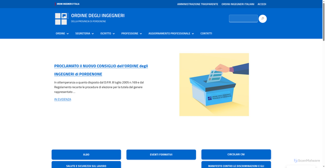 Security scan screenshot of https://www.ordineingegneri.pn.it