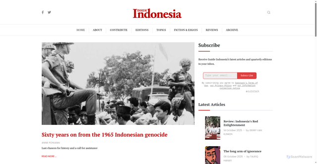 Security scan screenshot of https://www.insideindonesia.org/