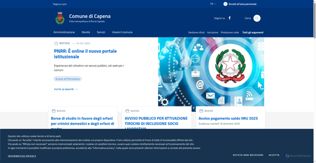 Security scan screenshot of https://www.comune.capena.rm.it/